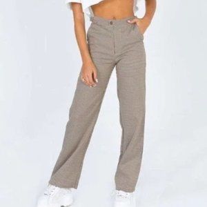 Princess Polly Wide Leg Trouser Pant - Houndstooth Brown - Size 8 NWOT